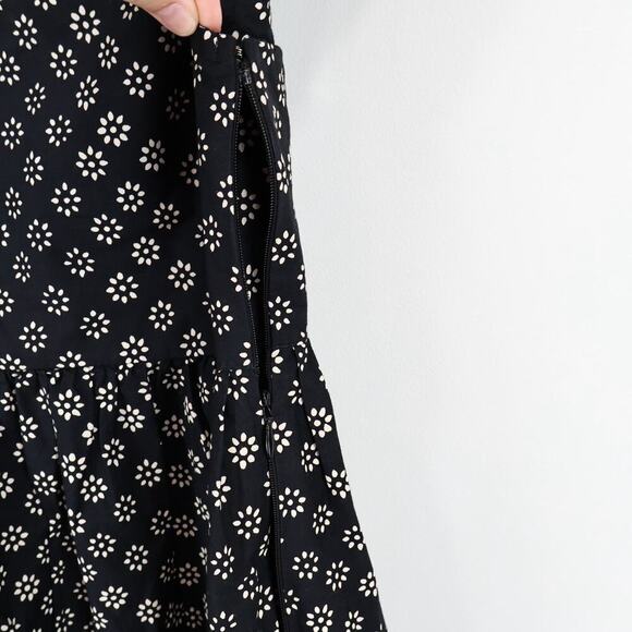 J.Crew Squareneck Cotton Poplin Midi Dress Block Print Black 6 NWT BROKEN ZIPPER - Picture 10 of 11